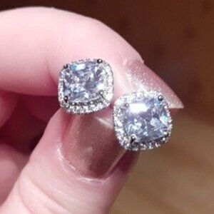 💥 Fashion Bling Square Diamond CZ Stud Crystal Earrings for Women, HA4496